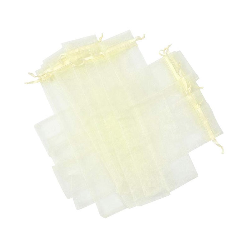 Bezall 50Pcs Sheer Organza Fan Bags, 2x10 Inches Folding Fan Organza Gift Bags with Drawstring, Wedding Party Favor Silk Pouches for Hand Fans (Beige) - Image 3